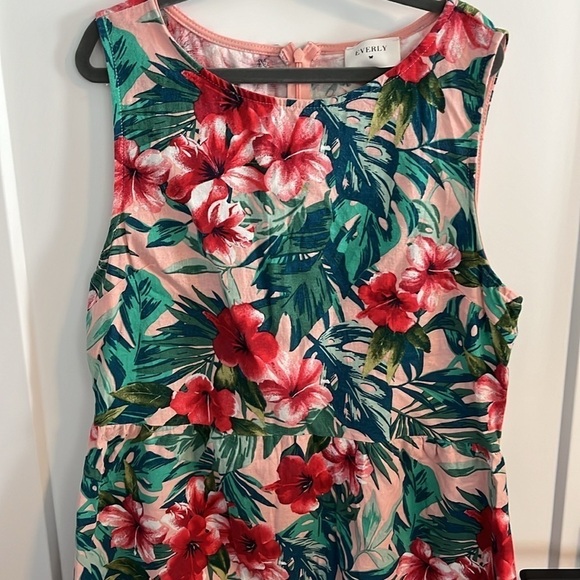 Everly Nordstrom Floral Linen Shift Dress Large - Picture 4 of 10